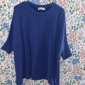 Pleated Short Sleeve Top - Blue - Bisou Bisou